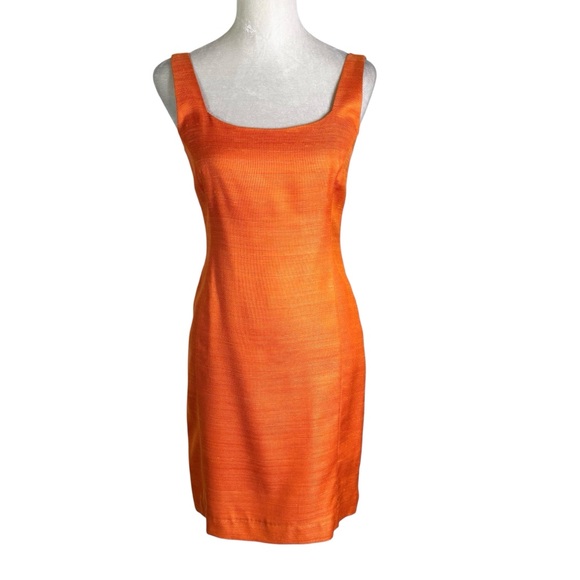Akris Sleeveless Silk Shift Dress Orange Size 6 - Picture 2 of 9